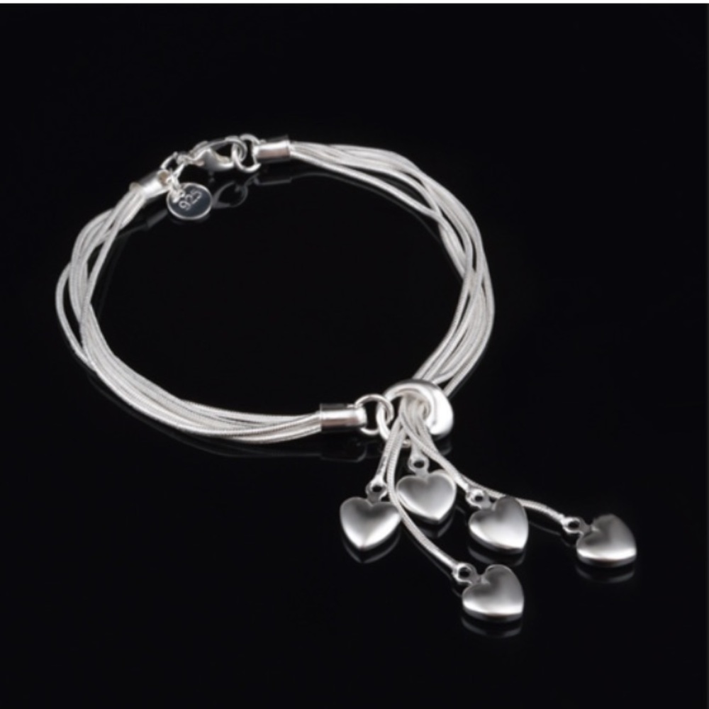 Heart charm silver bracelet